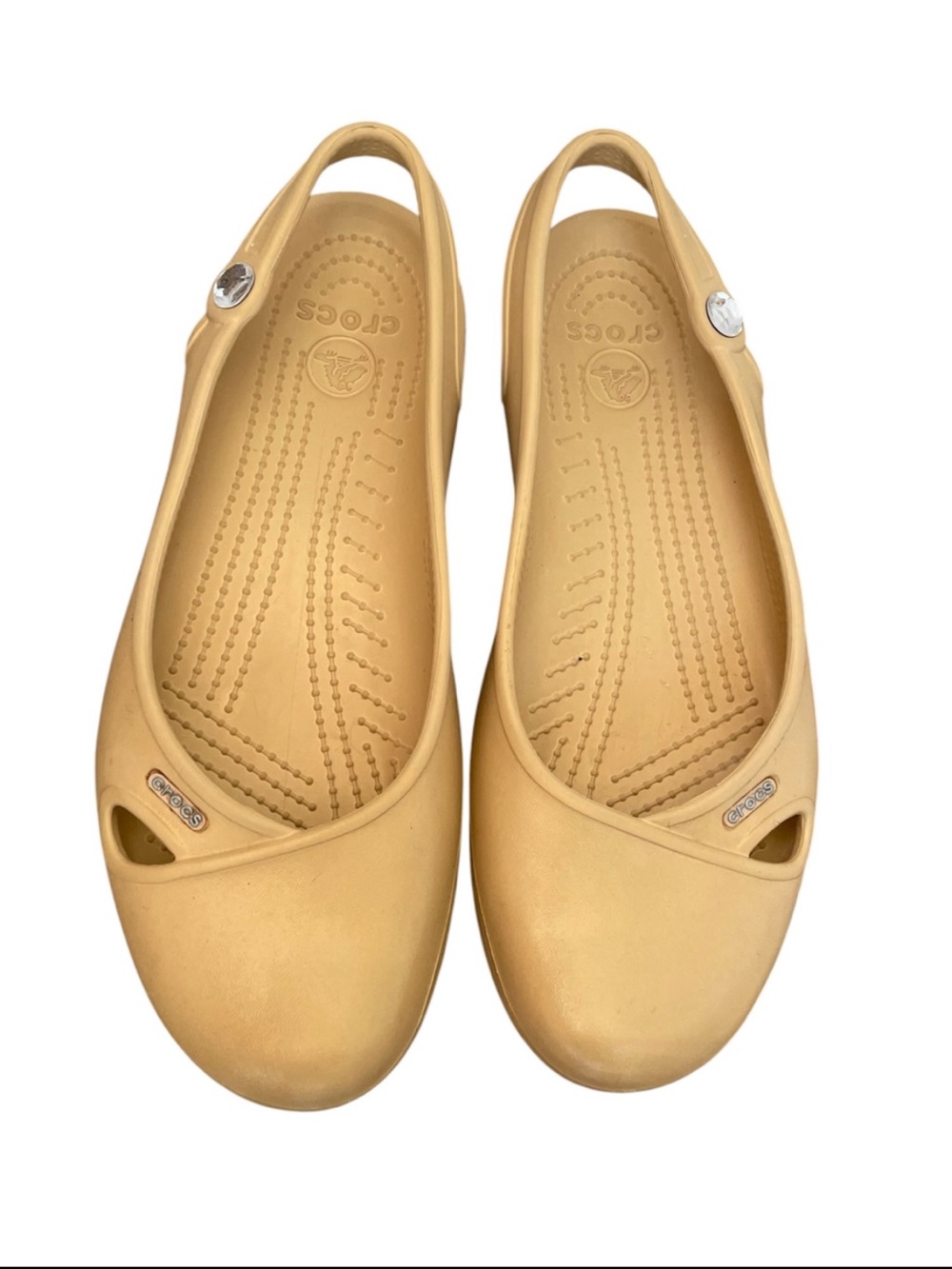 CROCS Women's Slingback Flats - Casual Slip-On Comfort Mustard Gold Tan 9